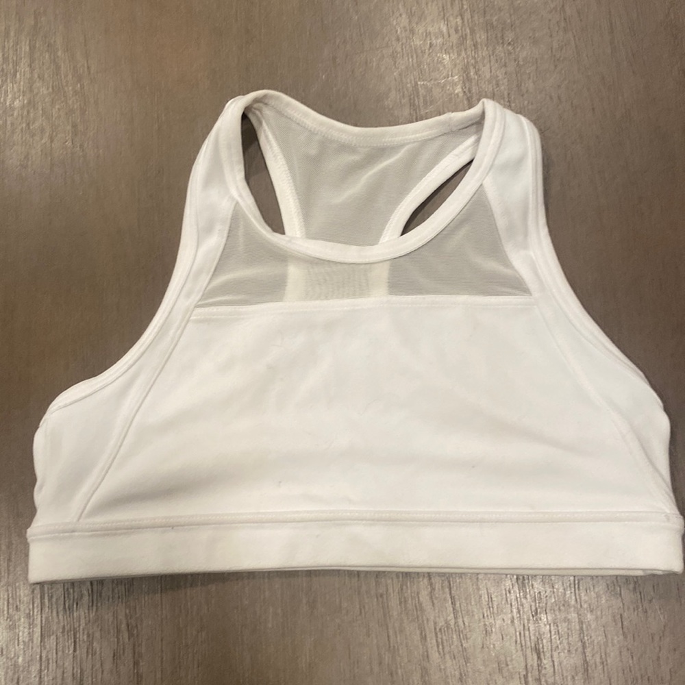 Athleta Girl White Sportsbra sz 8-10 EUC